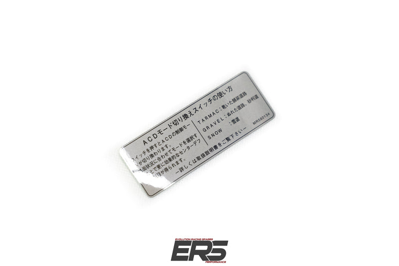 Mitsubishi Evo 7 8 9 CT9A ACD Label JDM Model (MR580134)
