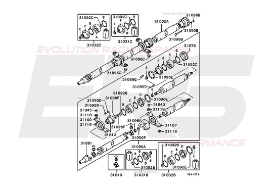 Mitsubishi Evo 4 5 6 CP9A Tail Shaft Assembly