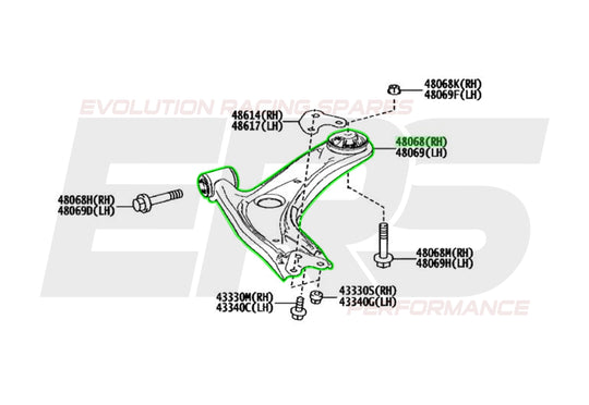 Front Right Lower Control Arm | Suits Yaris GR