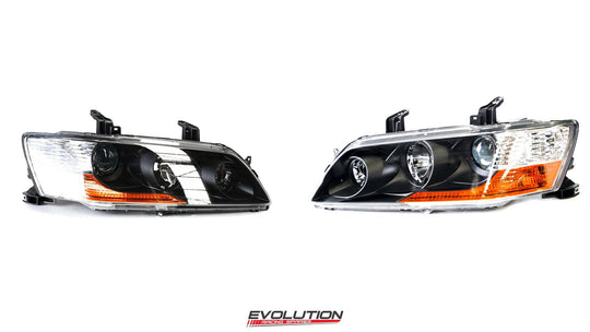Mitsubishi Evolution Evo 8MR HID Headlights PAIR Genuine OEM (8301B717, 8301B718)