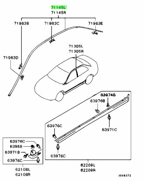 Mitsubishi OEM Evo 4 5 6 6.5 CP9A Drip Moulding LHS Passenger (MR191505)