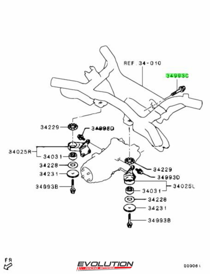 Mu001100 Mitsubishi Evolution Evo 10 X Lower Control Arm Front Axel Bolt (MU000 ...
